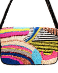 Indira Beaded Statement Flap Bag - Pink/Sequin Multi,Handbags, Sassy Jones,