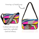 Indira Beaded Statement Flap Bag - Pink/Sequin Multi,Handbags, Sassy Jones,