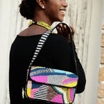 Indira Beaded Statement Flap Bag - Pink/Sequin Multi,Handbags, Sassy Jones,