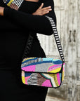 Indira Beaded Statement Flap Bag - Pink/Sequin Multi,Handbags, Sassy Jones,