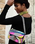 Indira Beaded Statement Flap Bag - Pink/Sequin Multi,Handbags, Sassy Jones,