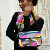 Indira Beaded Statement Flap Bag - Pink/Sequin Multi,Handbags, Sassy Jones,