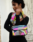 Indira Beaded Statement Flap Bag - Pink/Sequin Multi,Handbags, Sassy Jones,