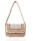 Indira Beaded Statement Flap Bag - Silver Coin,Handbags, Sassy Jones,