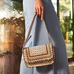 Indira Beaded Statement Flap Bag - Silver Coin,Handbags, Sassy Jones,