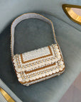 Indira Beaded Statement Flap Bag - Silver Coin,Handbags, Sassy Jones,