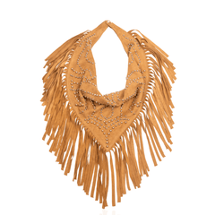 Indira Fringe Scarf Necklace - Cowgirl Suede,Necklaces, Sassy Jones,