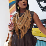 Indira Fringe Scarf Necklace - Cowgirl Suede,Necklaces, Sassy Jones,