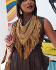 Indira Fringe Scarf Necklace - Cowgirl Suede,Necklaces, Sassy Jones,