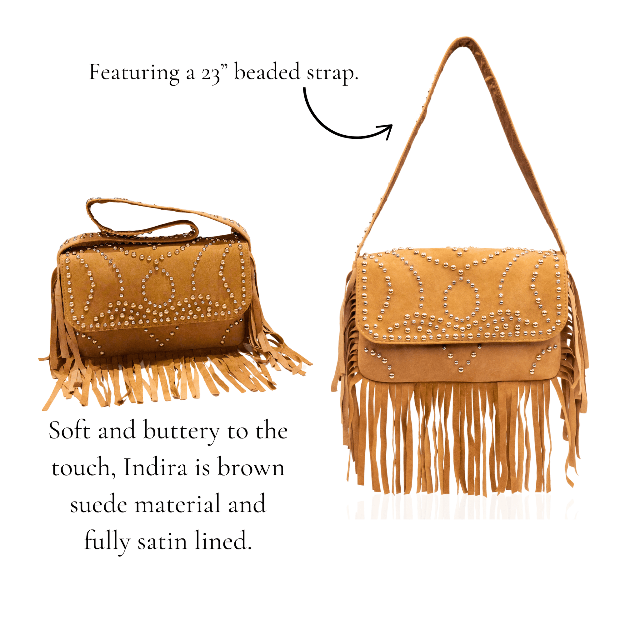 Indira Fringe Statement Flap Bag - Cowgirl Suede,Handbags, Sassy Jones,