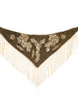 Indira Sequin Fringe Scarf Necklace - Sequin Gold/Black,Necklaces, Sassy Jones,