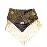 Indira Sequin Fringe Scarf Necklace - Sequin Gold/Black,Necklaces, Sassy Jones,