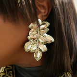 Indira Sequin Statement Earrings - Sequin Gold/Black,Earrings, Sassy Jones,