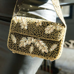 Indira Sequin Statement Flap Bag - Sequin Gold/Black,Handbags, Sassy Jones,