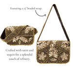 Indira Sequin Statement Flap Bag - Sequin Gold/Black,Handbags, Sassy Jones,