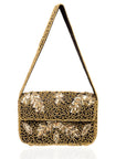 Indira Sequin Statement Flap Bag - Sequin Gold/Black,Handbags, Sassy Jones,