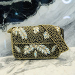 Indira Sequin Statement Flap Bag - Sequin Gold/Black,Handbags, Sassy Jones,