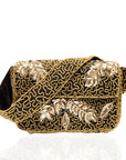 Indira Sequin Statement Flap Bag - Sequin Gold/Black,Handbags, Sassy Jones,