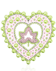 Ivey Dream Heart Brooch - Green Pearl On Pink,Brooch, Sassy Jones,