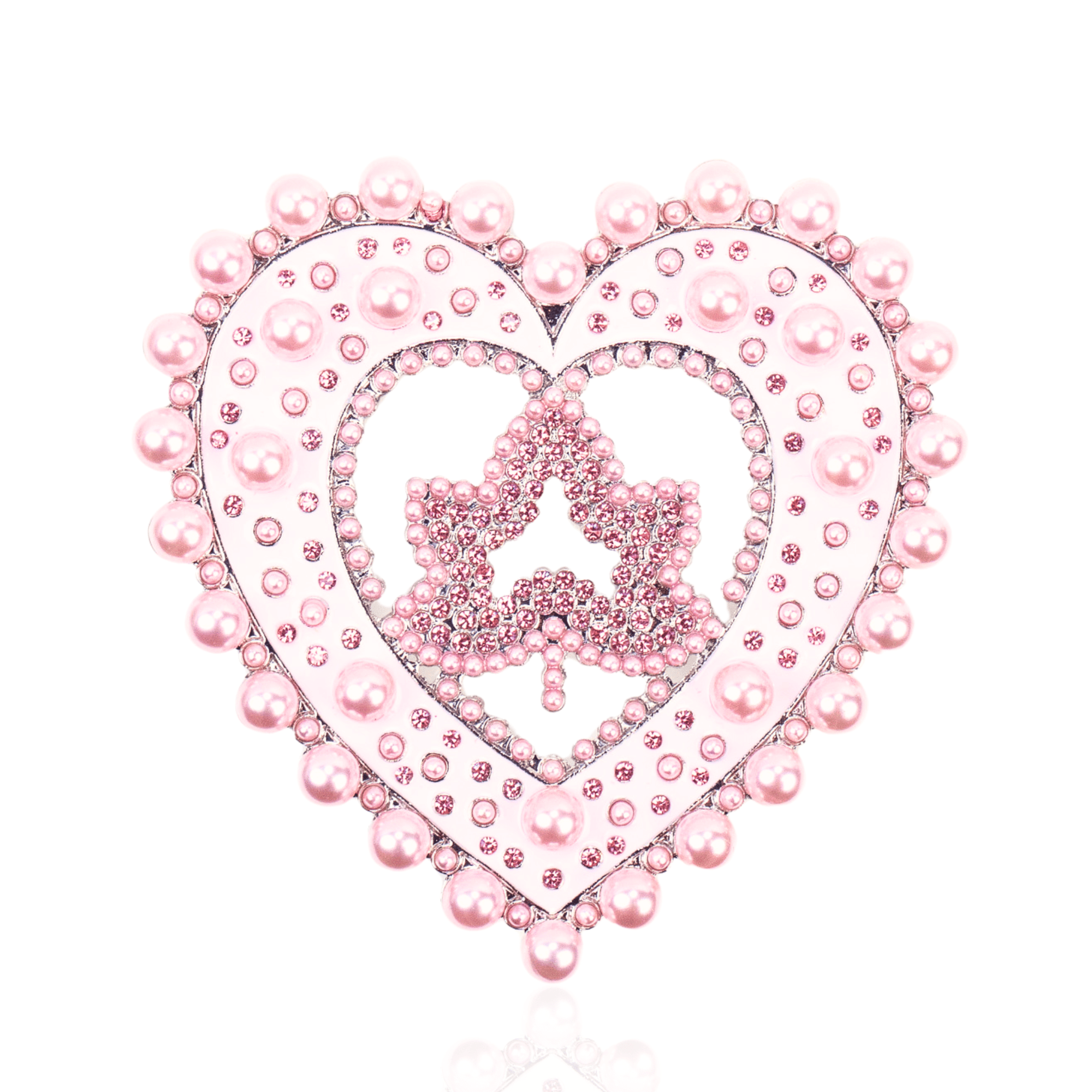 Ivey Dream Heart Brooch - Pink Pearl On Pink,Brooch, Sassy Jones,