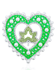 Ivey Dream Heart Brooch - White Pearl On Green,Brooch, Sassy Jones,