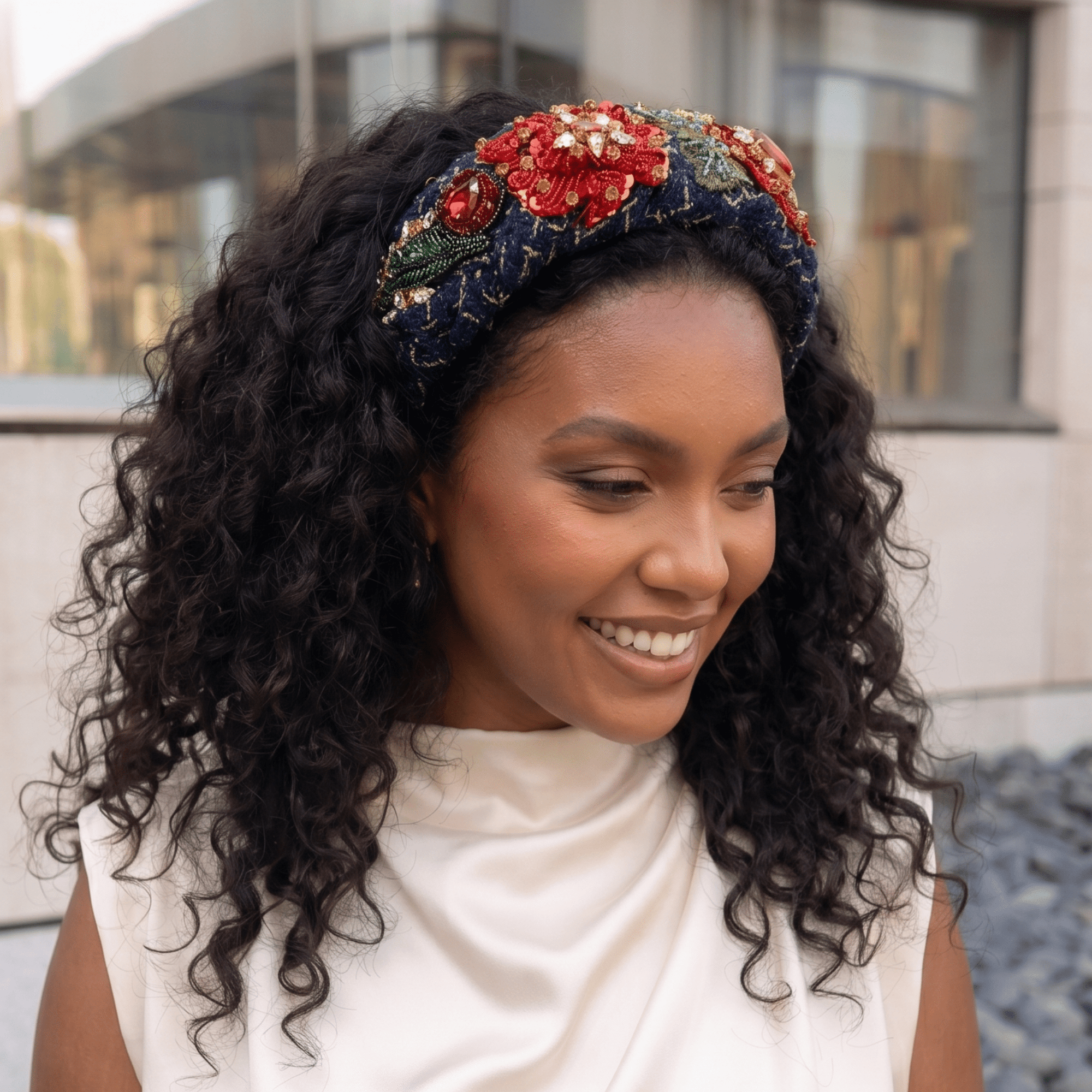 Ivy Garden Headband - Navy,Headbands, Sassy Jones,