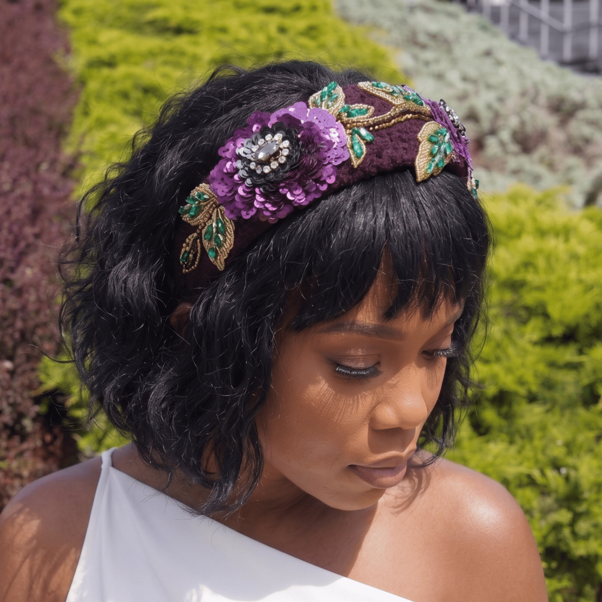 Ivy Garden Headband - Plum,Headbands, Sassy Jones,