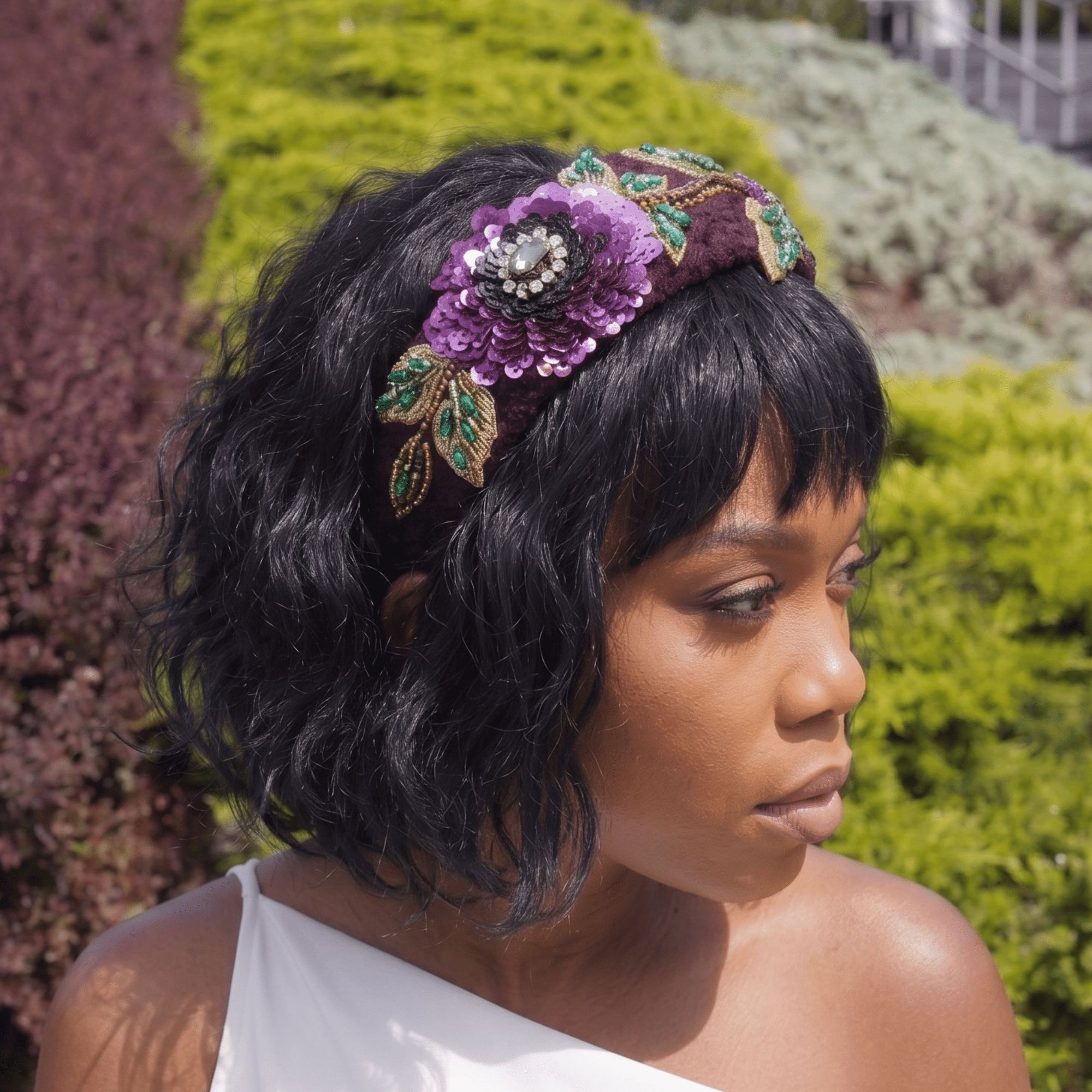 Ivy Garden Headband - Plum,Headbands, Sassy Jones,