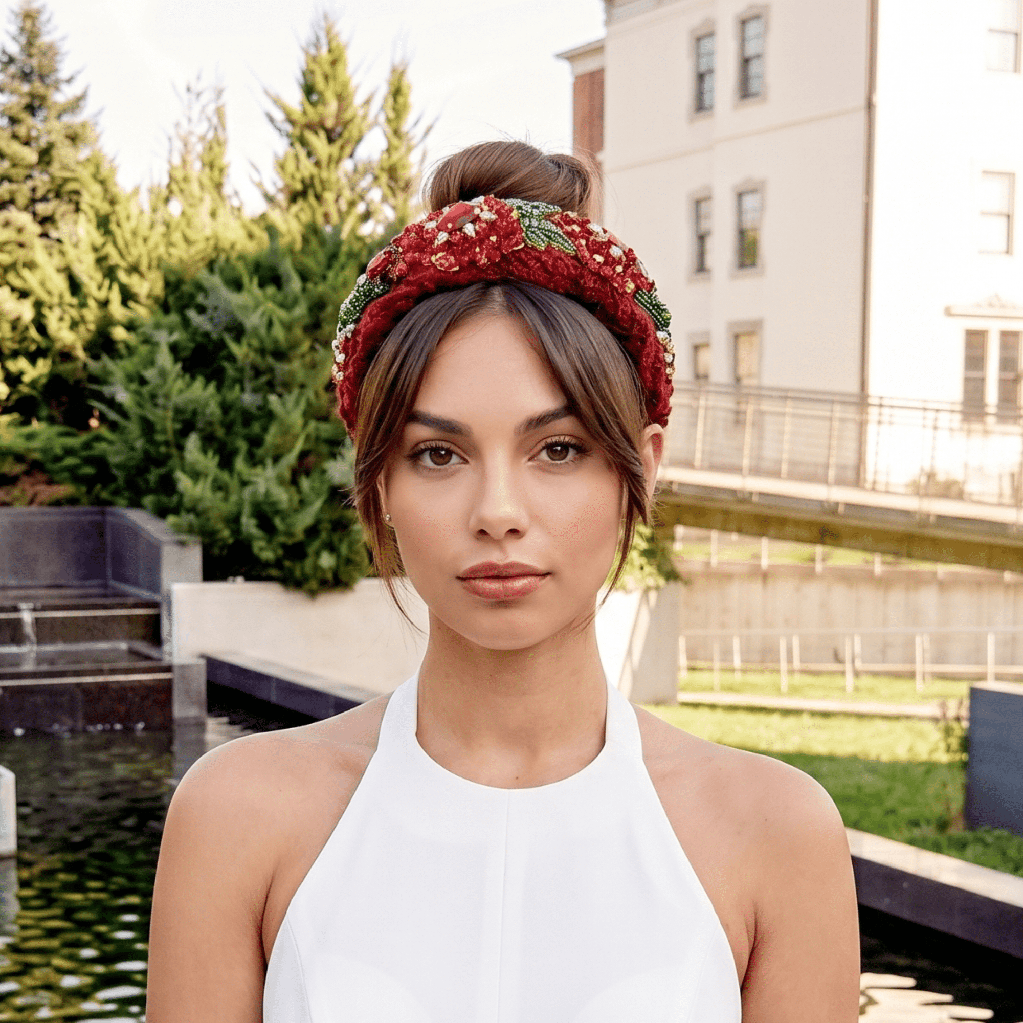 Ivy Garden Headband - Red,Headbands, Sassy Jones,