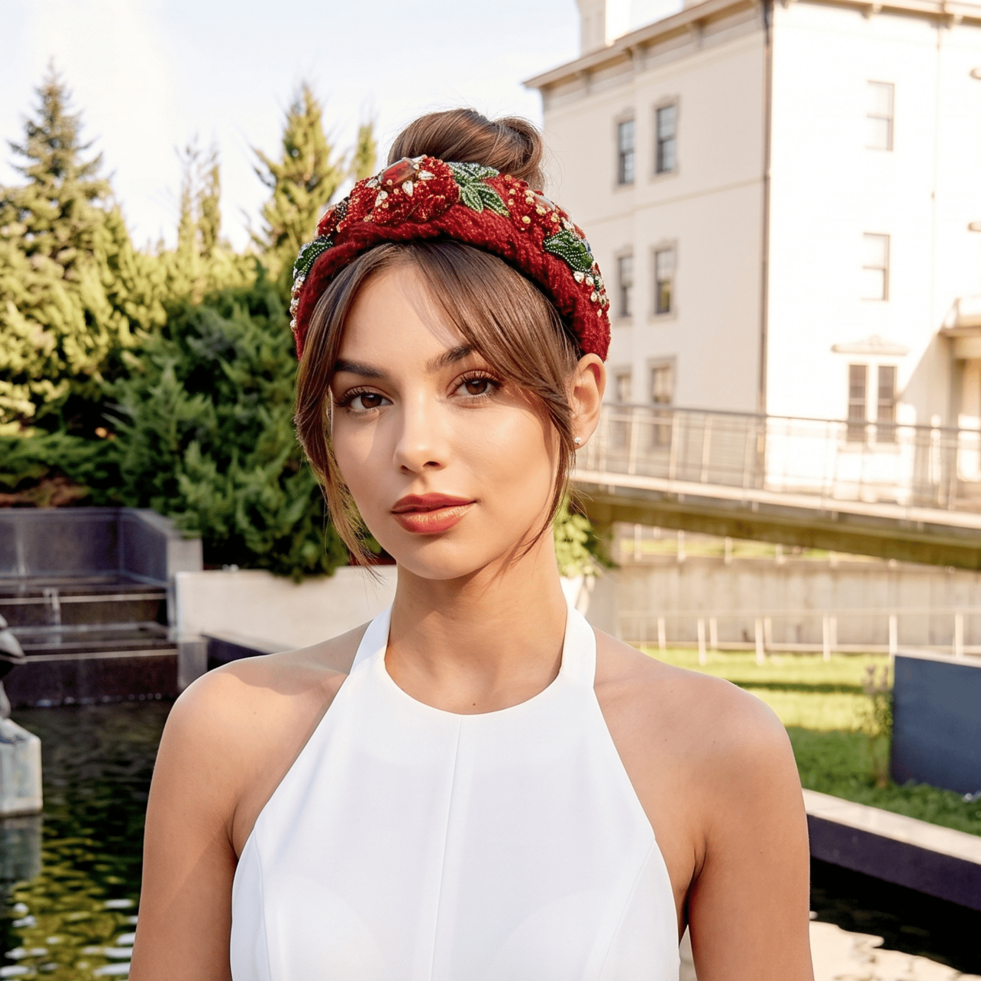 Ivy Garden Headband - Red,Headbands, Sassy Jones,