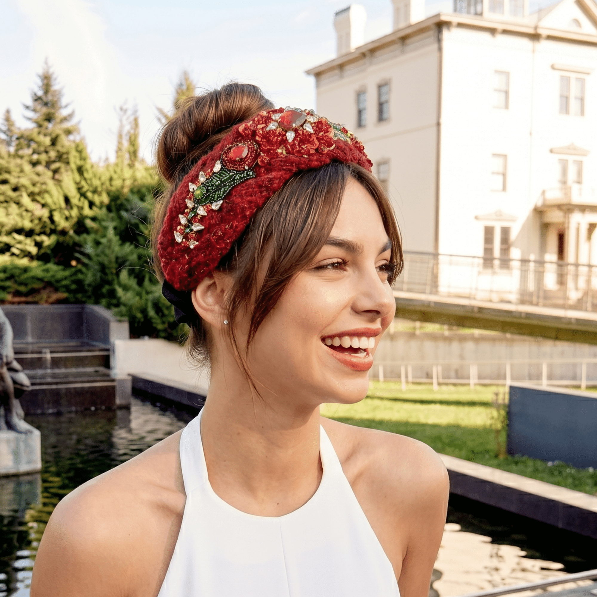 Ivy Garden Headband - Red,Headbands, Sassy Jones,