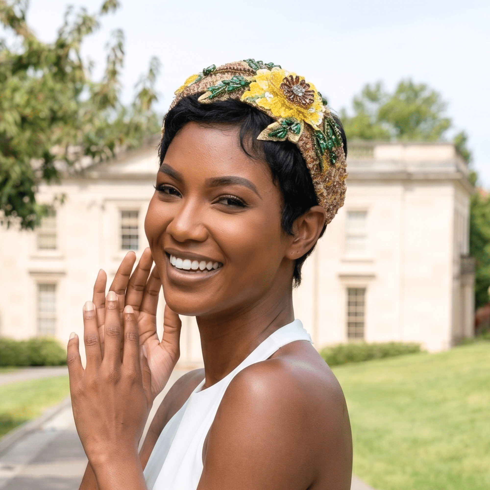 Ivy Garden Headband - Sunflower Yellow,Headbands, Sassy Jones,