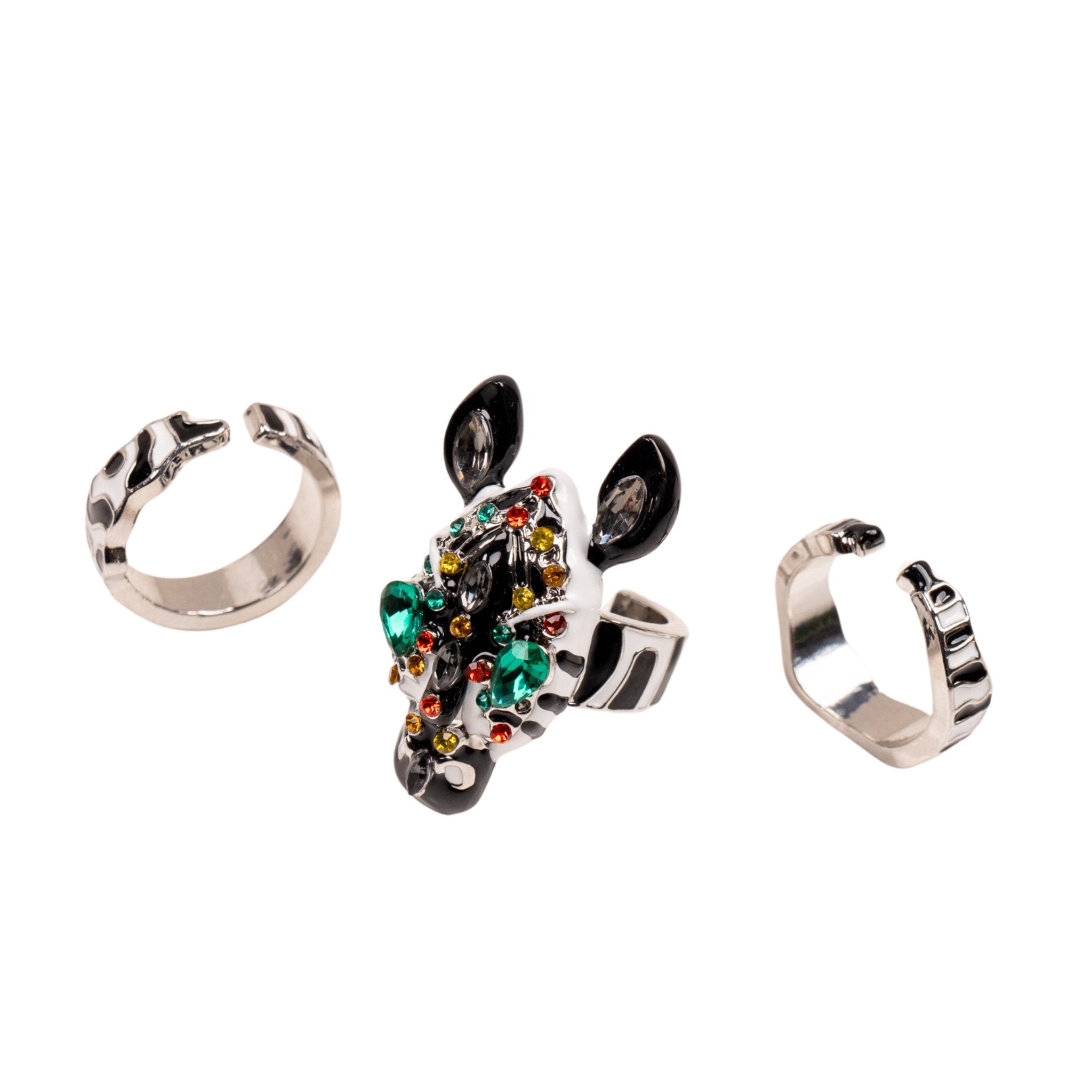 Jabari 3pc Adjustable Midi Ring Set - Zebra,Rings, Sassy Jones,