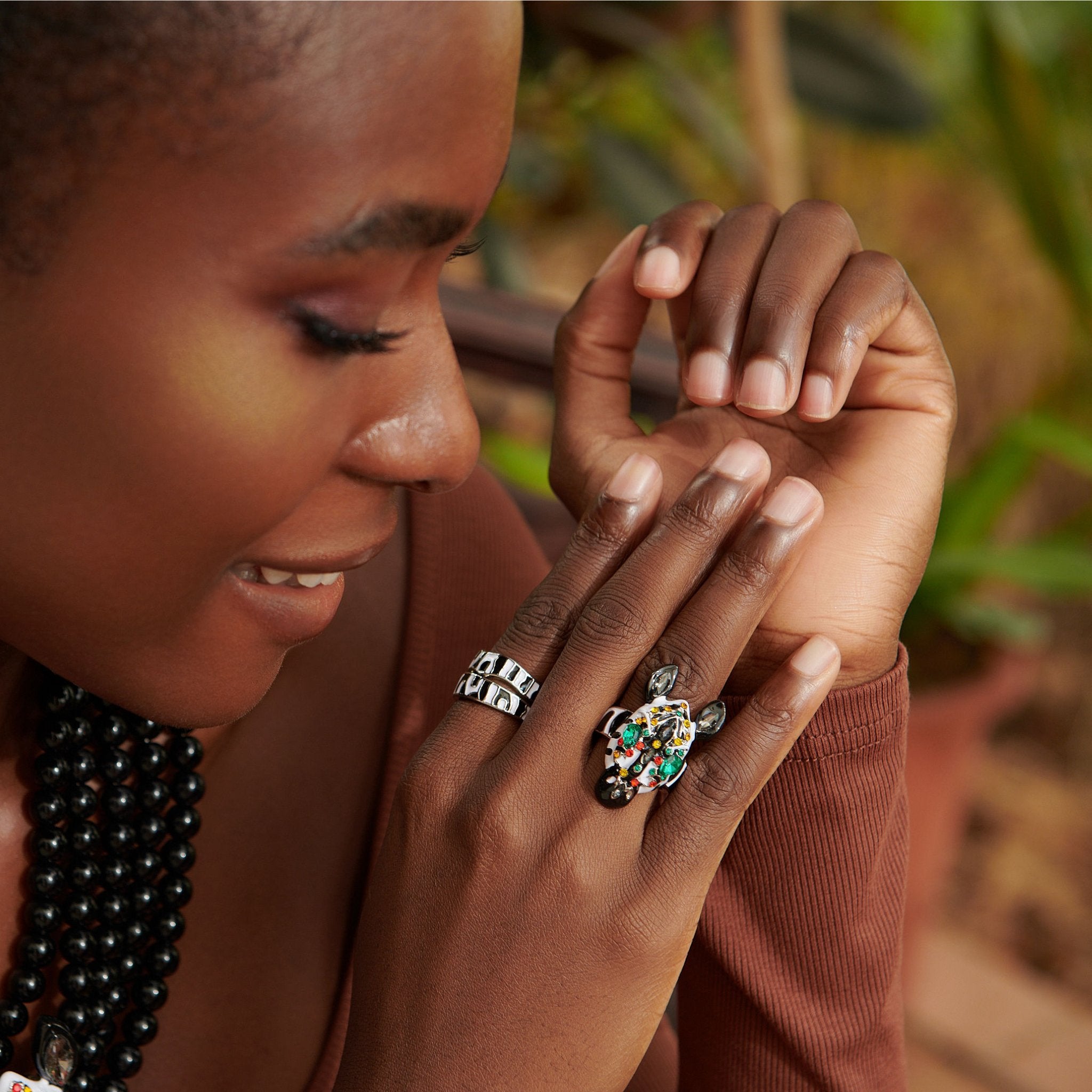 Jabari 3pc Adjustable Midi Ring Set - Zebra,Rings, Sassy Jones,