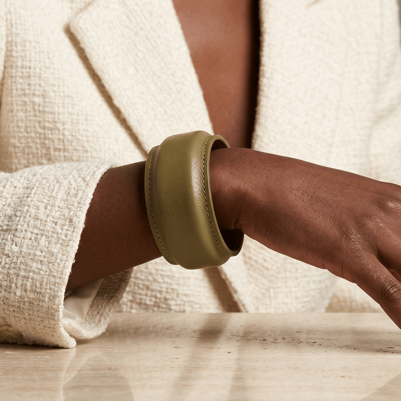 Jade Monte Carlo Leather Cuff,Bracelets, Sassy Jones,