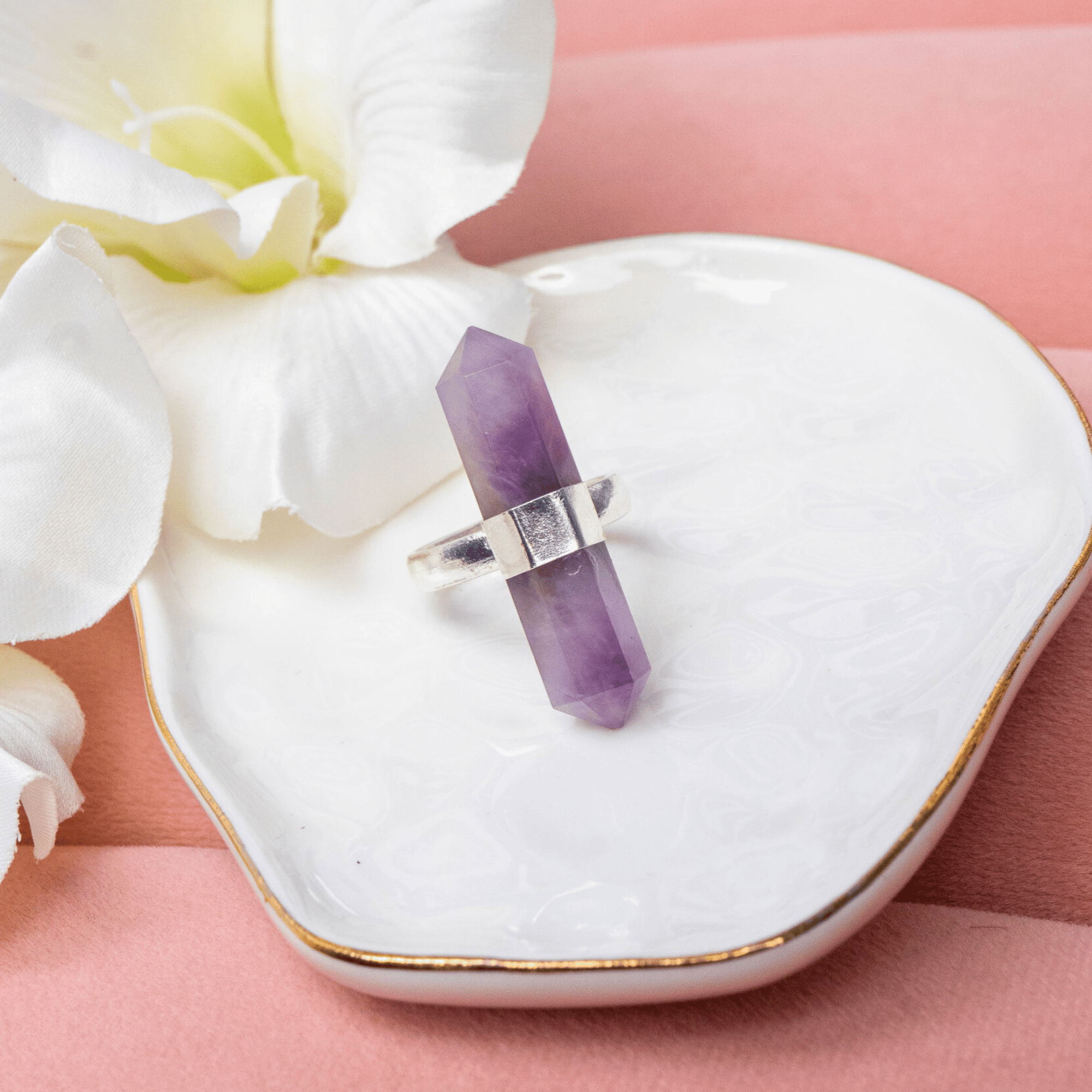 Jyoti Crystal Adjustable Ring - Amethyst,Rings, Sassy Jones,