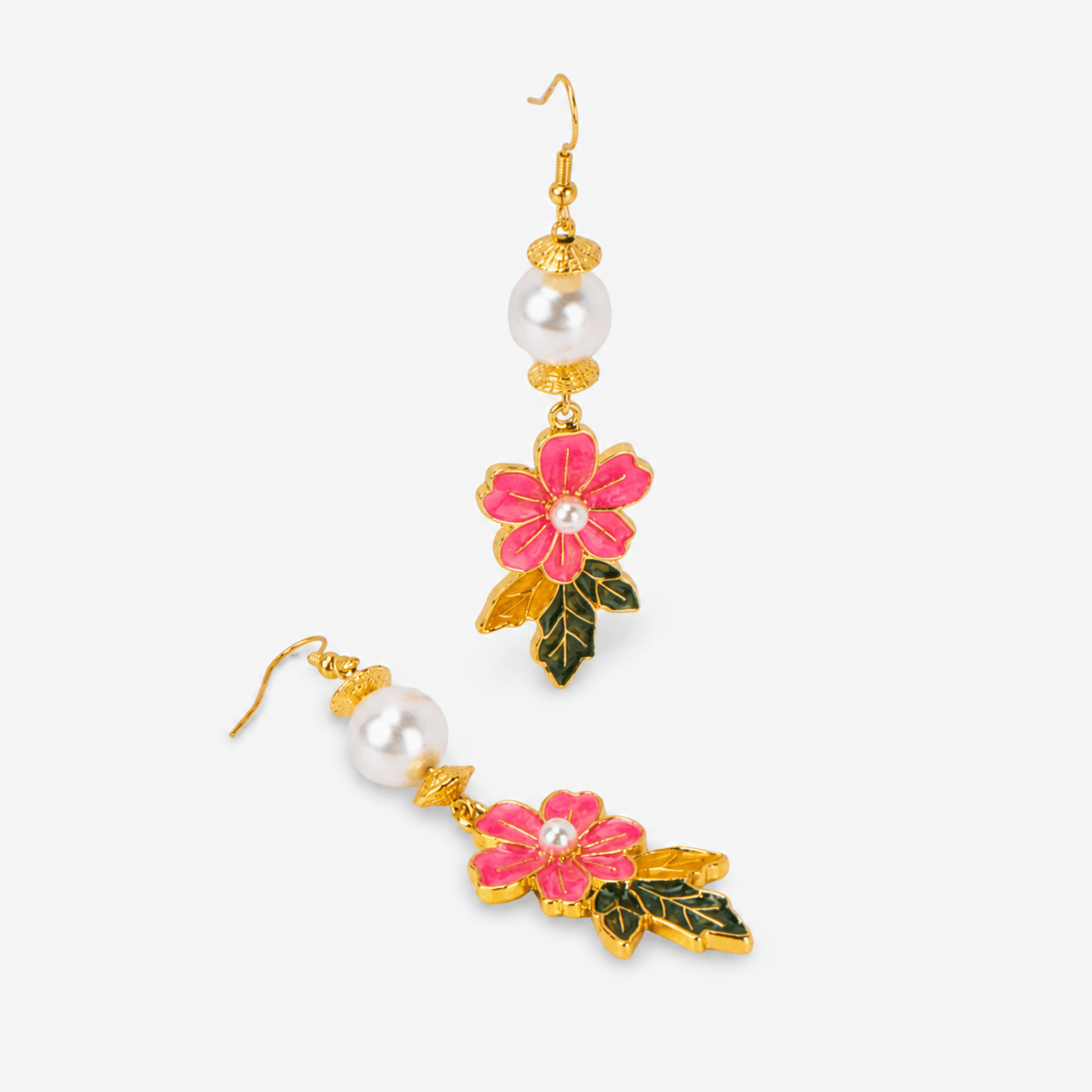 Kalani Hand Painted Floral Pearl Dangle Earrings,Earrings, Sassy Jones,