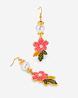 Kalani Hand Painted Floral Pearl Dangle Earrings,Earrings, Sassy Jones,