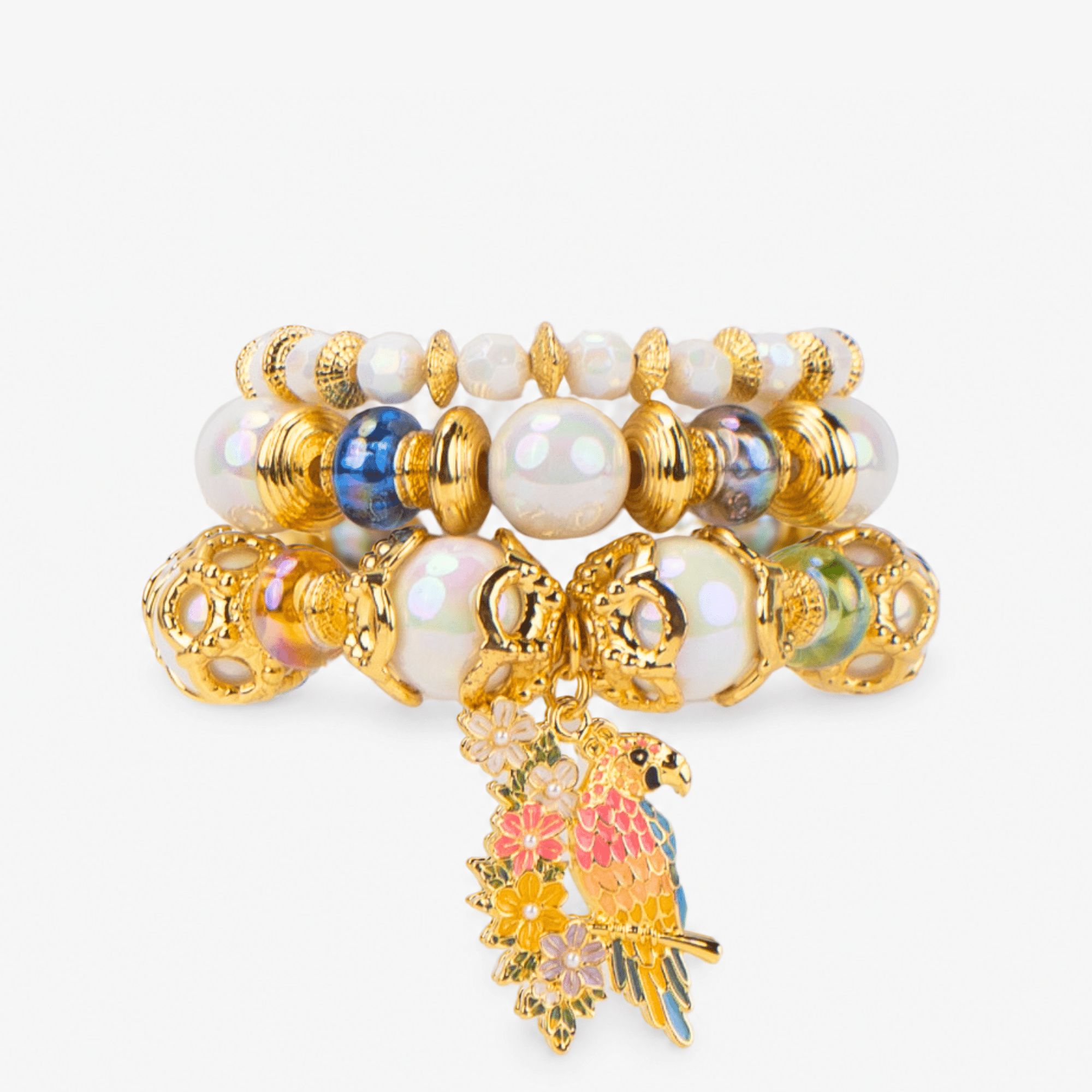 Kalani Pearl Charm 3pc Stretch Bracelet Stack,Bracelets, Sassy Jones,