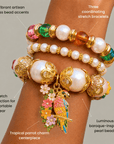 Kalani Pearl Charm 3pc Stretch Bracelet Stack,Bracelets, Sassy Jones,