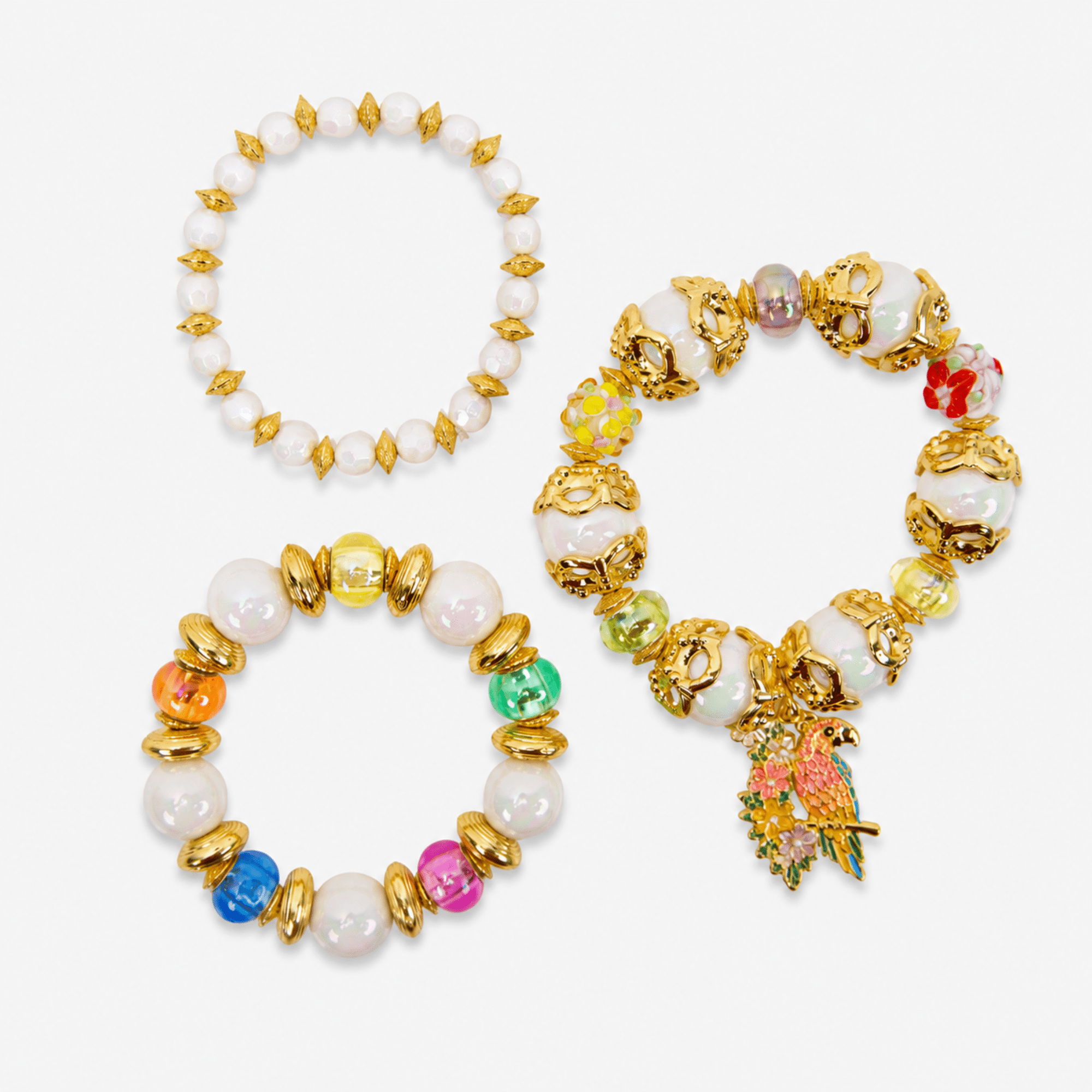 Kalani Pearl Charm 3pc Stretch Bracelet Stack,Bracelets, Sassy Jones,
