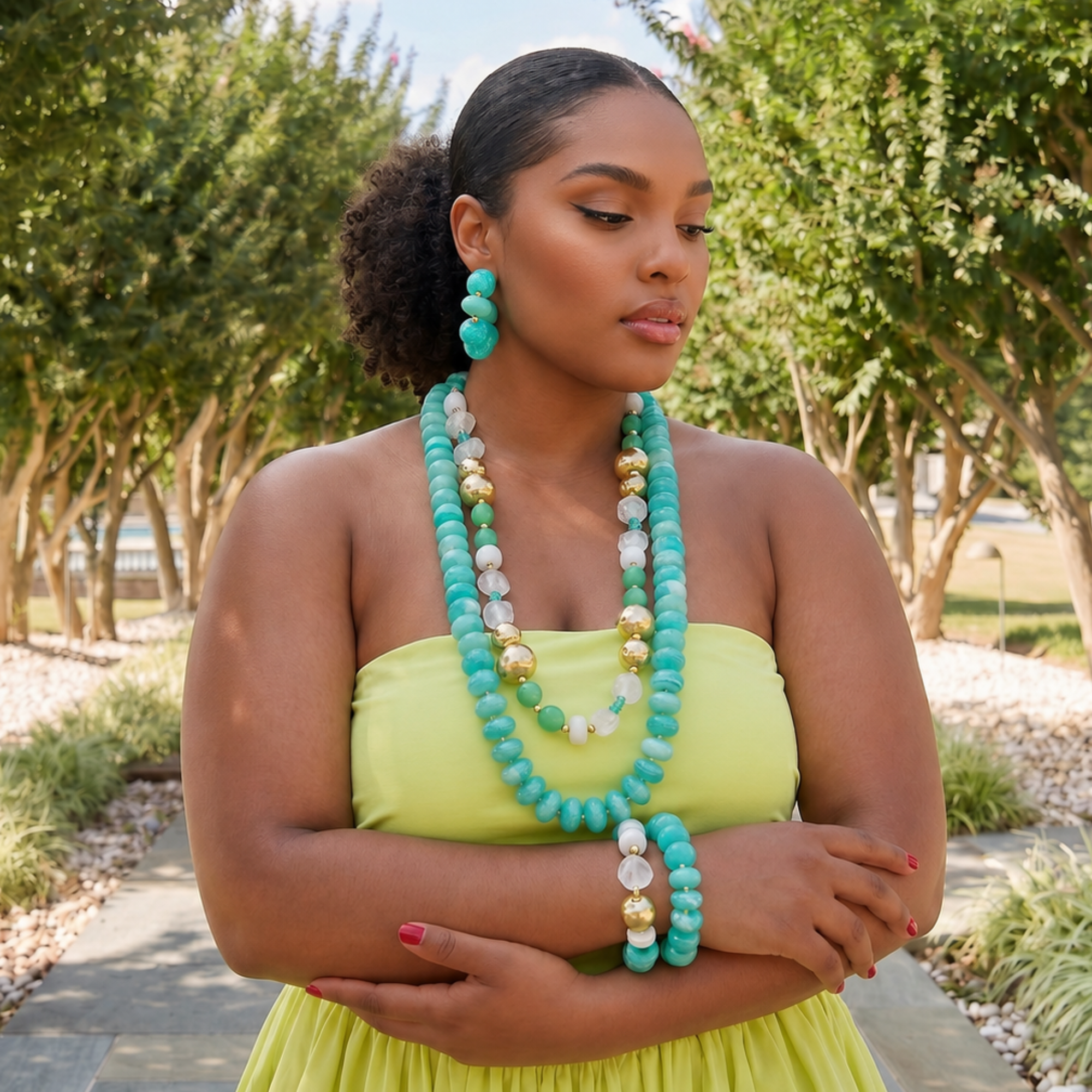 Kamaria Coconut 2pc Stack - Riviera Teal,Bracelets, Sassy Jones,