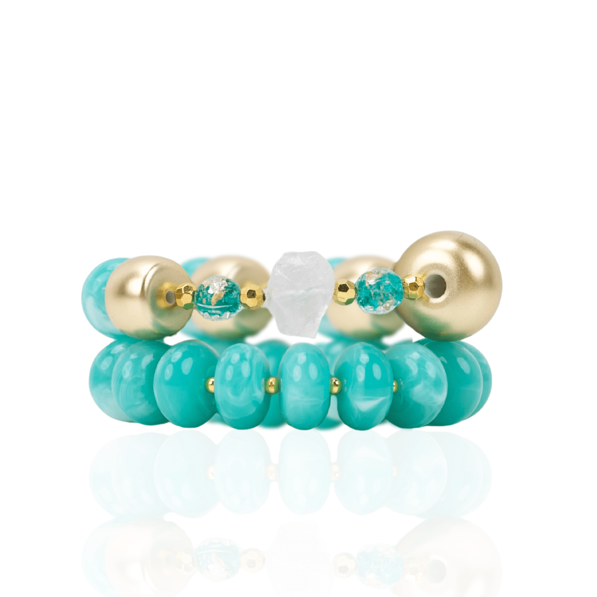 Kamaria Coconut 2pc Stack - Riviera Teal,Bracelets, Sassy Jones,