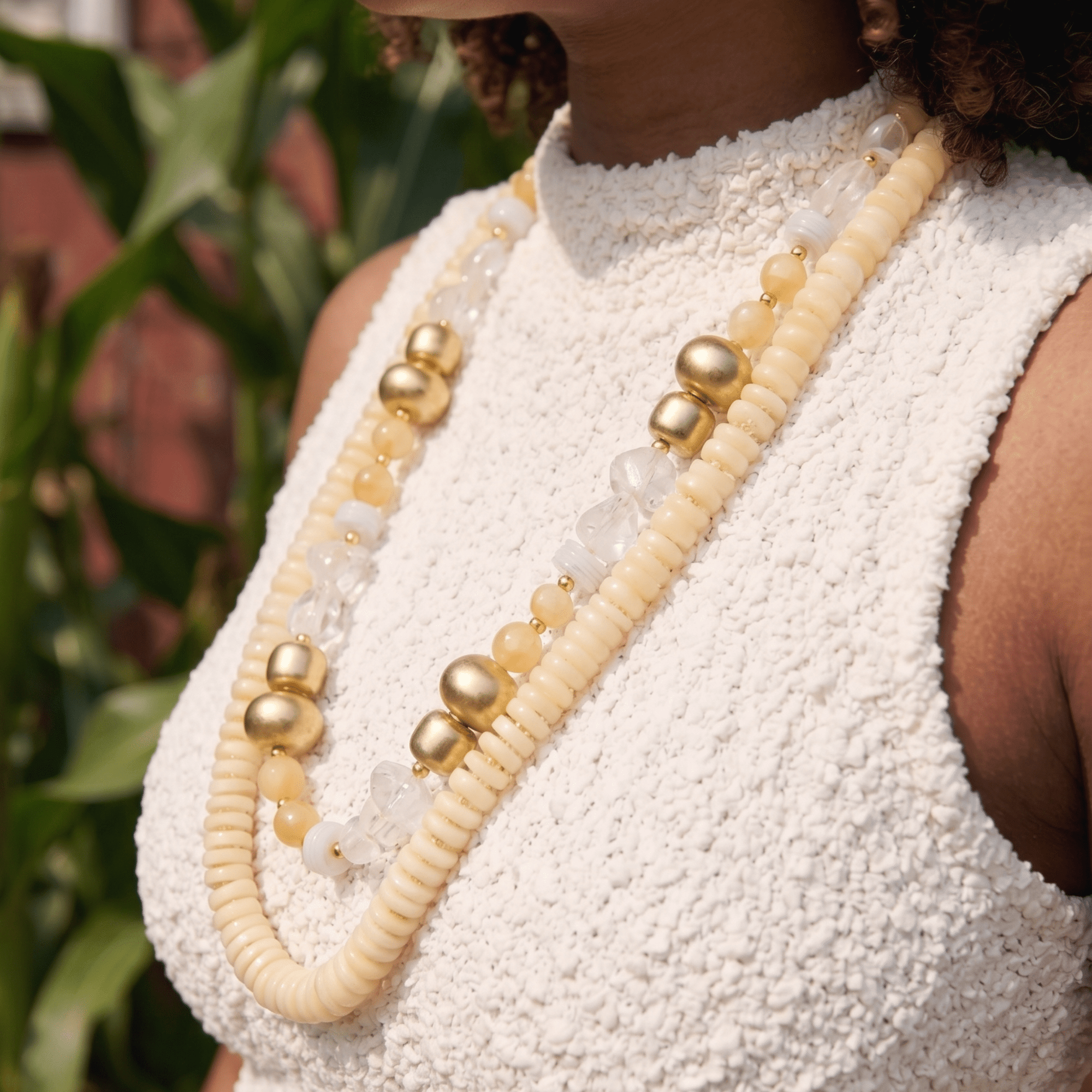 Kamaria Coconut Dress Chain - Ivory Coast,Necklaces, Sassy Jones,