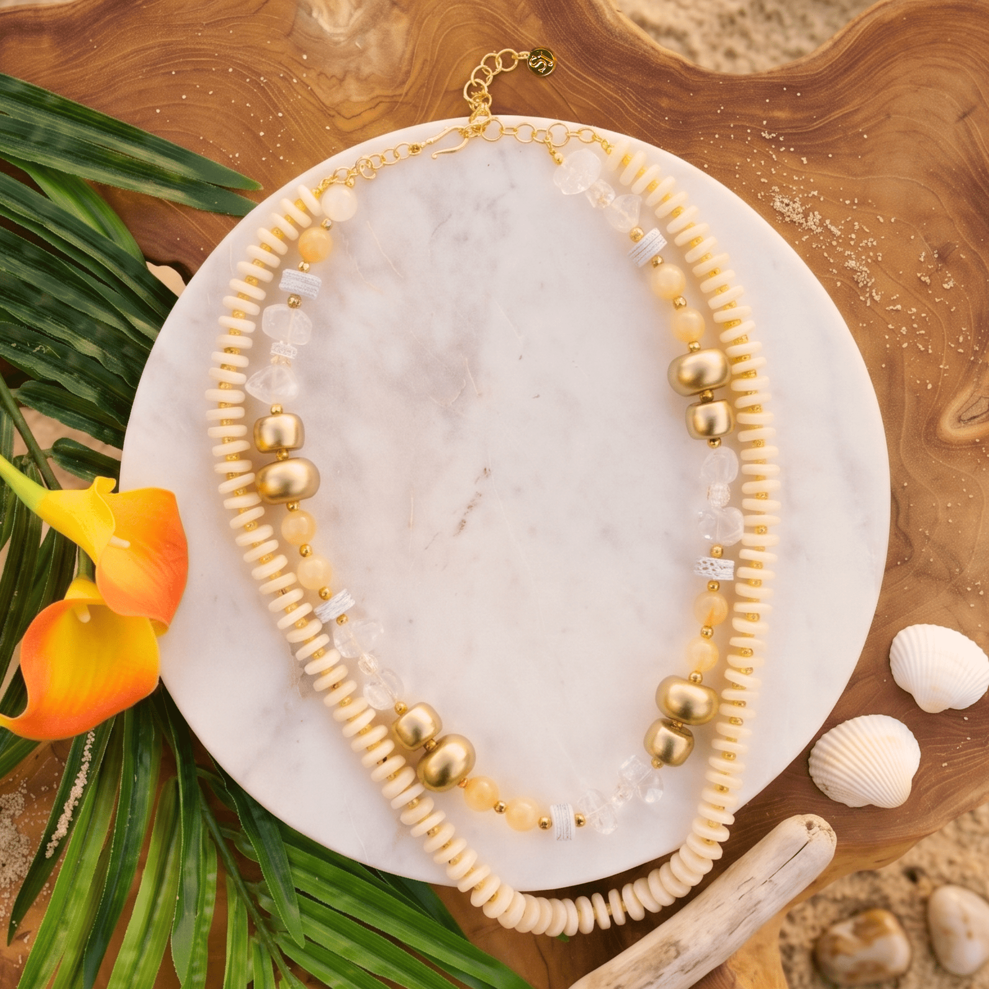 Kamaria Coconut Dress Chain - Ivory Coast,Necklaces, Sassy Jones,