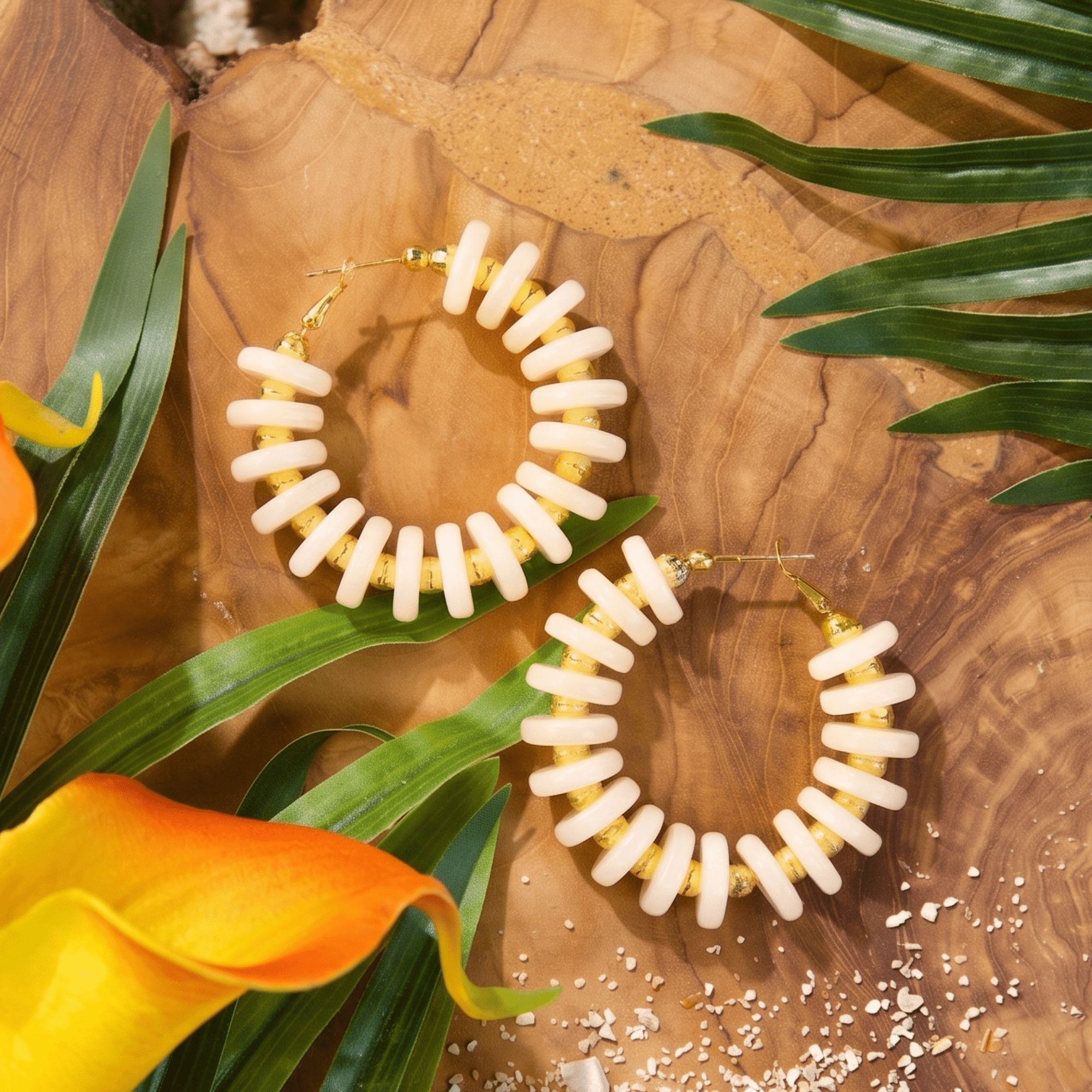 Kamaria Coconut Hoops- Ivory Coast,Earrings, Sassy Jones,
