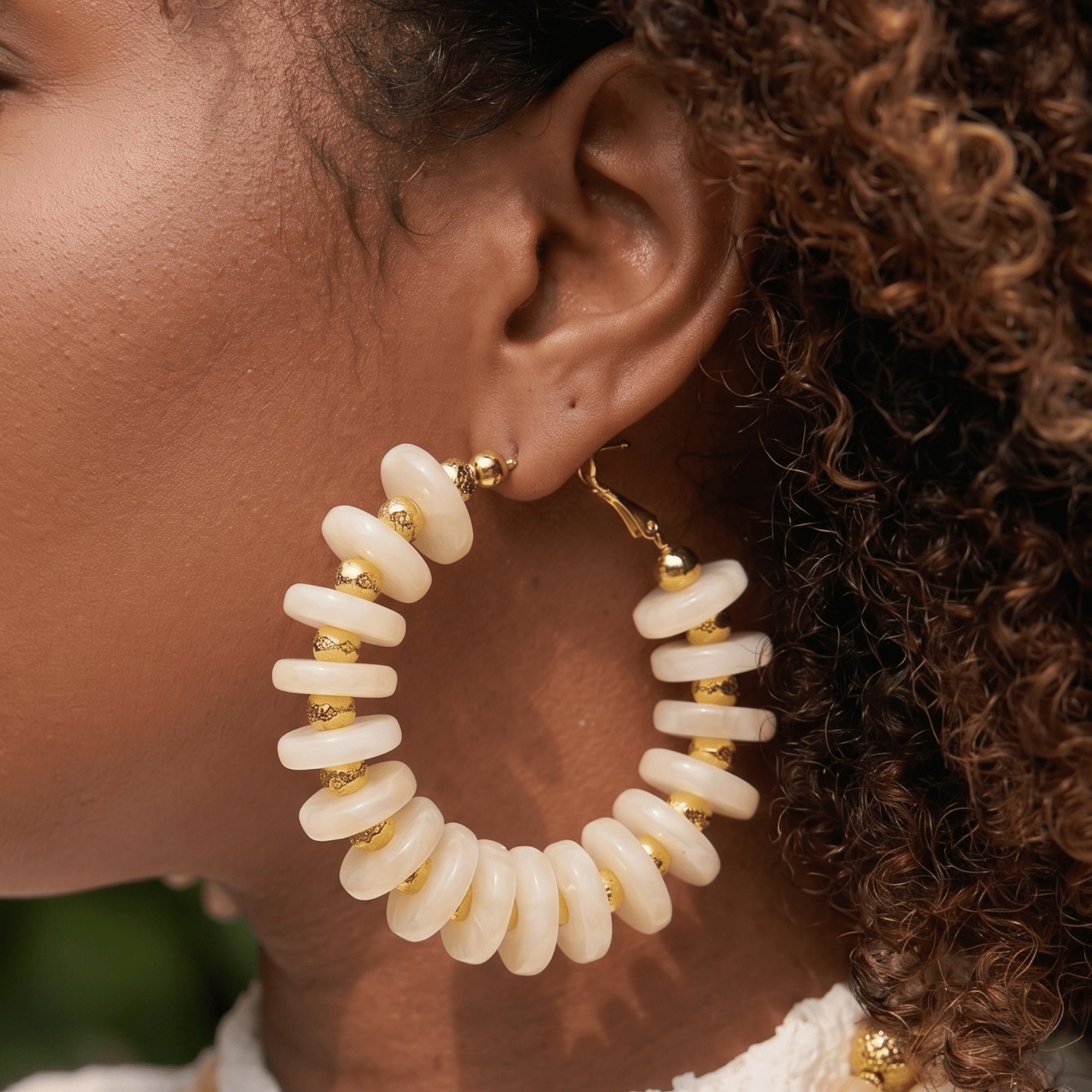 Kamaria Coconut Hoops- Ivory Coast,Earrings, Sassy Jones,