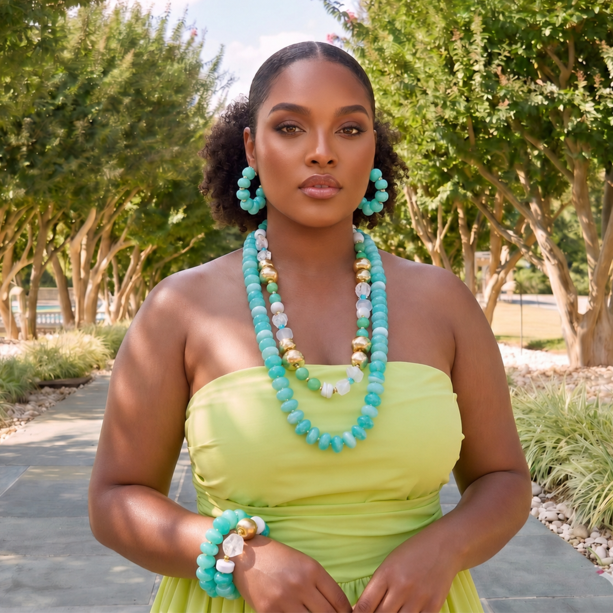 Kamaria Coconut Hoops - Riviera Teal,Earrings, Sassy Jones,