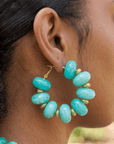 Kamaria Coconut Hoops - Riviera Teal,Earrings, Sassy Jones,