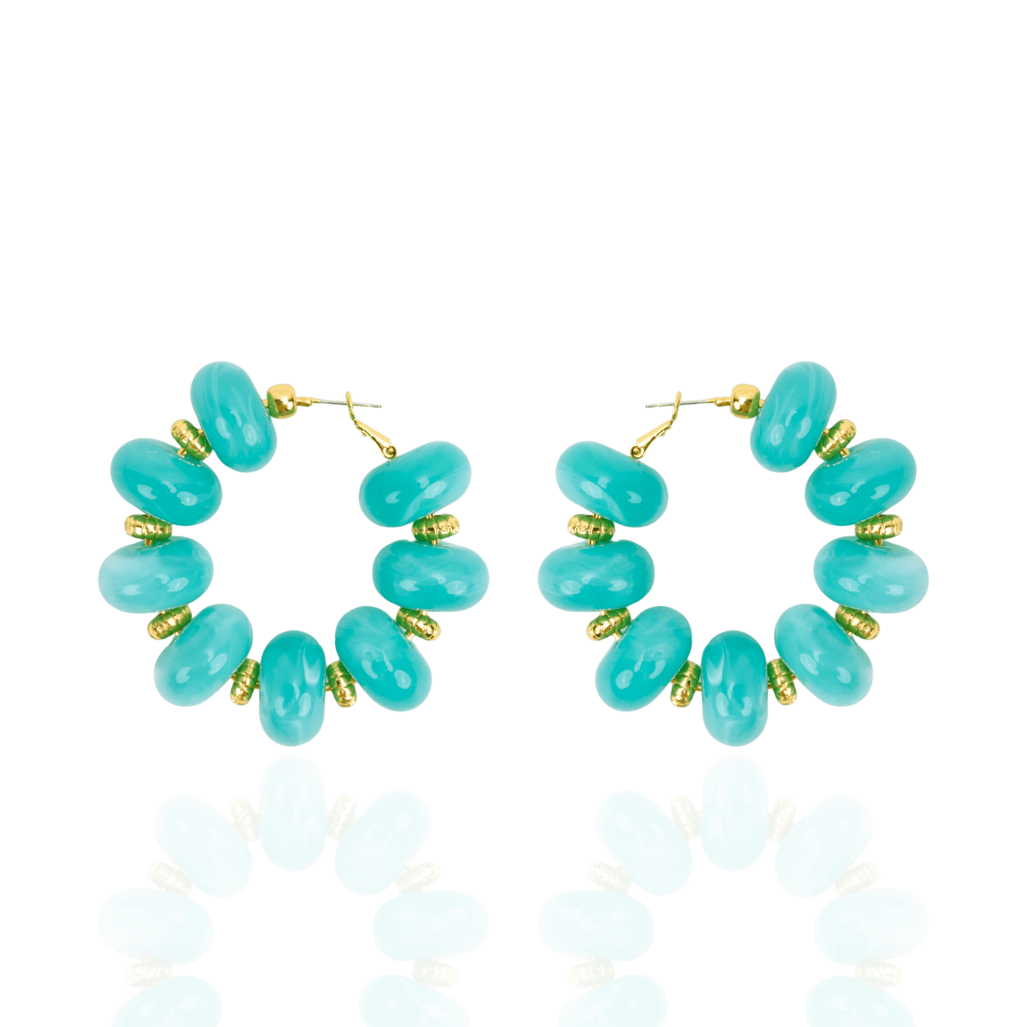 Kamaria Coconut Hoops - Riviera Teal,Earrings, Sassy Jones,